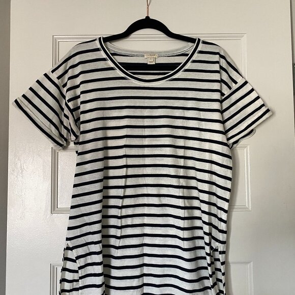 J. Crew Navy Blue Striped Short Sleeve Tee - Picture 1 of 4